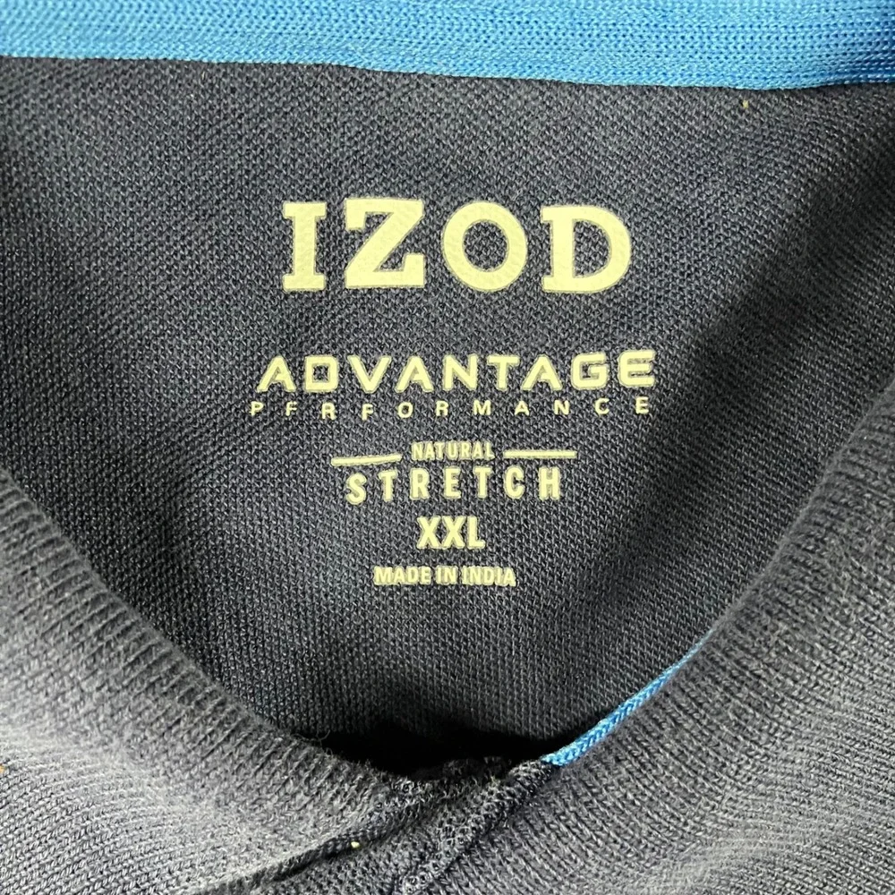 IZOD Advantage Performance Polo Shirt Men XXL Navy Blue Short‎ Sleeve Stretch